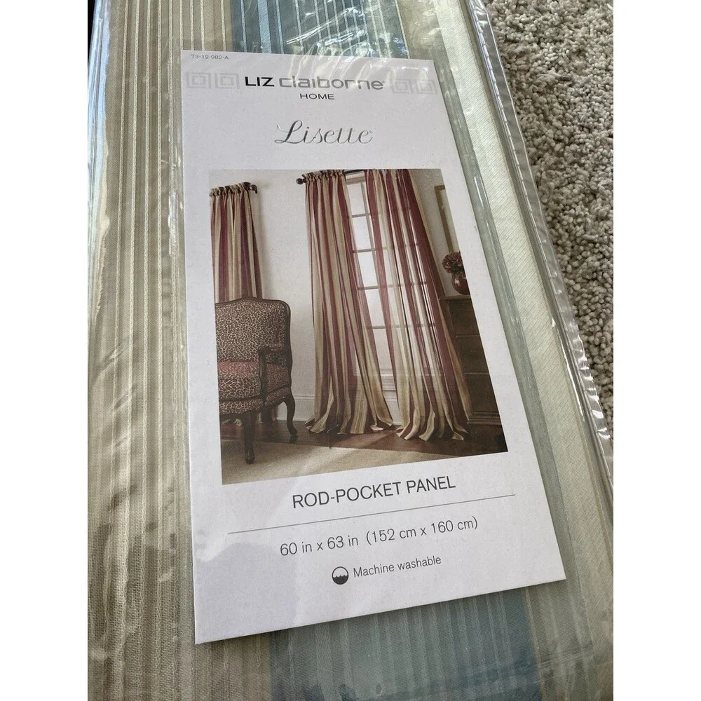 Set Of 2 Liz Claiborne Lisette Rod-Pocket Panel 63